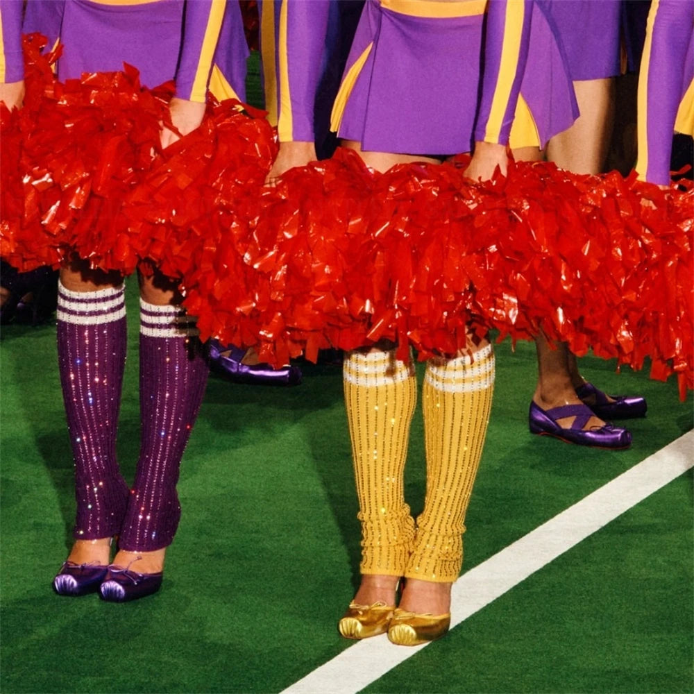 Rhinestone Socks Stiletto Booties Ballerina Bow Crepe Square Toe High Heel Pumps Multicolor Elegant Style Women's Mid-Calf Boots