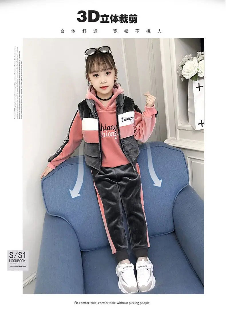 Girls Clothes Set Winter Jacket + Trousers Pants 3 PCS Children Clothing for Girl Teen Kids Girls Clothes 2 4 6 8 10 11 12 Years