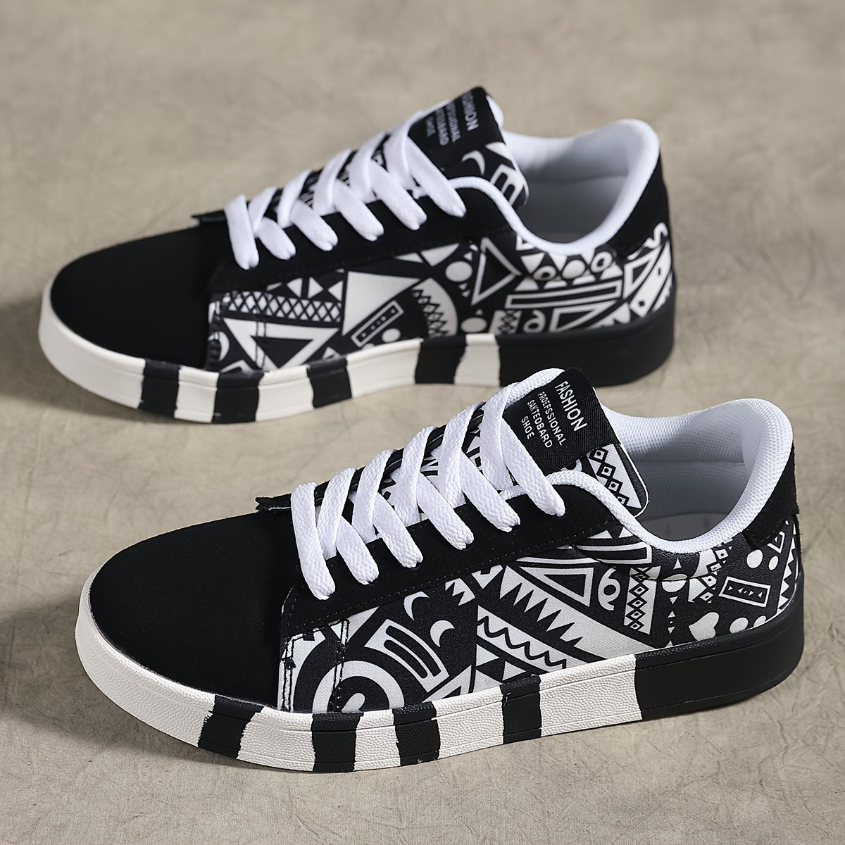 Geo-Patterned All-Season Sneakers: Lightweight, Breathable & Non-Slip Casual Shoes