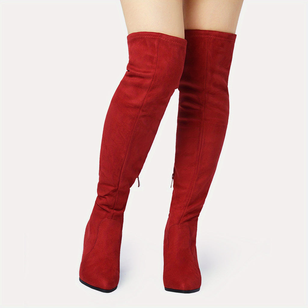 Over The Knee Thigh High Boots, Stretch Block Heel Women's Long Boots for Autumn Winter with Dresses, Jeans, Leggings, Stockings, Sweaters, for Party, Dance, Shopping, Walk, Office, Gift for Friends, Wife, Sister, Daughter