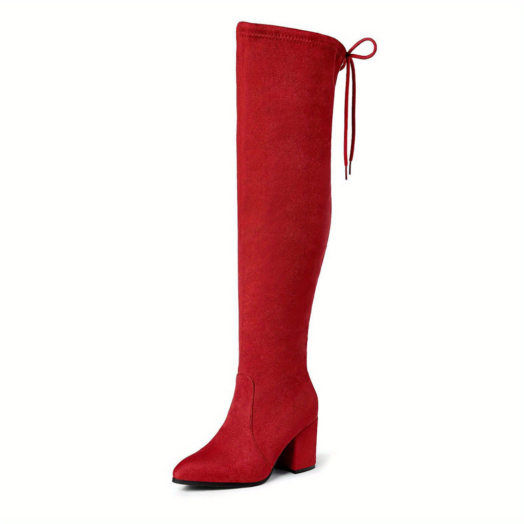 Over The Knee Thigh High Boots, Stretch Block Heel Women's Long Boots for Autumn Winter with Dresses, Jeans, Leggings, Stockings, Sweaters, for Party, Dance, Shopping, Walk, Office, Gift for Friends, Wife, Sister, Daughter